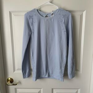 Fabletics Elise Womens M Light Blue Cutout Seamless Long Sleeve Active Top